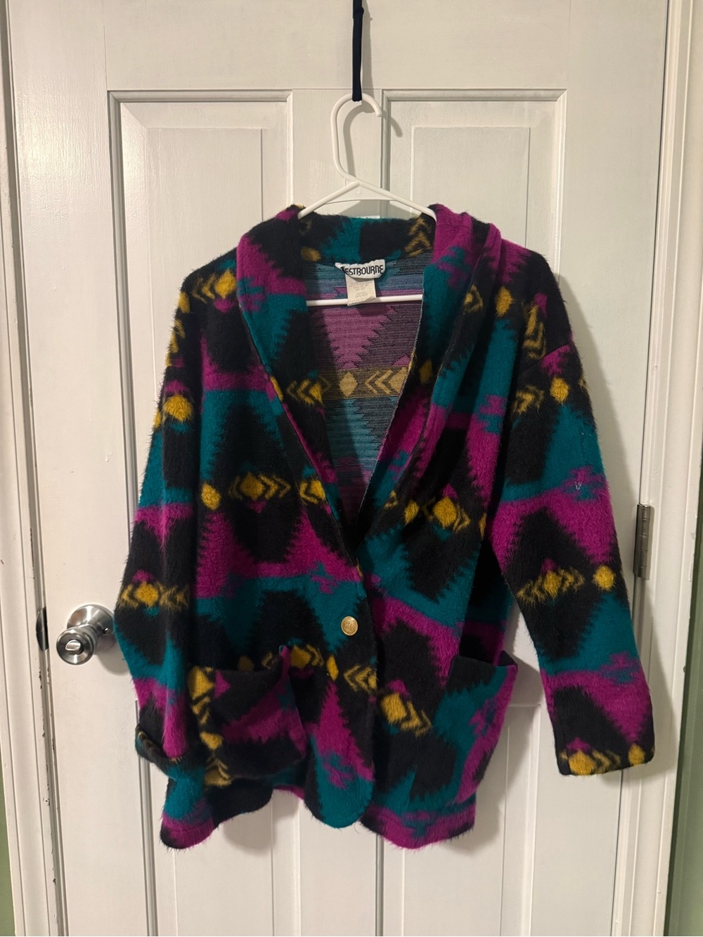 Aztec Wool Blend Blazer - Teal & Purple
